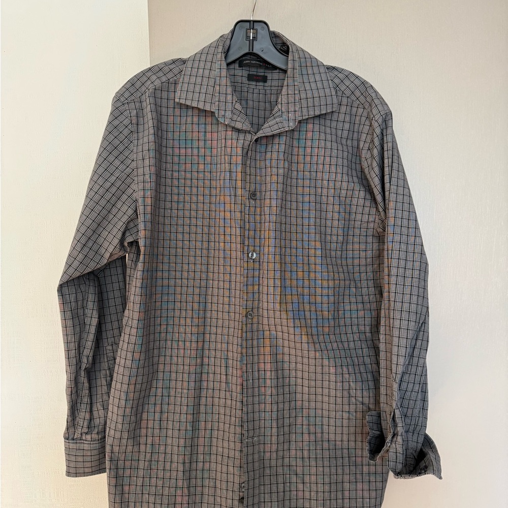 John Varvatos Black and White Plaid Shirt